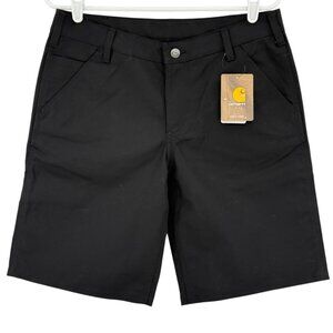 NWT Carhartt Women's Regular Fit Black Canvas Work Shorts Size 8 Inseam 10"